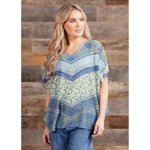 Womens Nwt Cactus+Pearl Boho‎ Lined Rhinestone Top Blouse Shirt